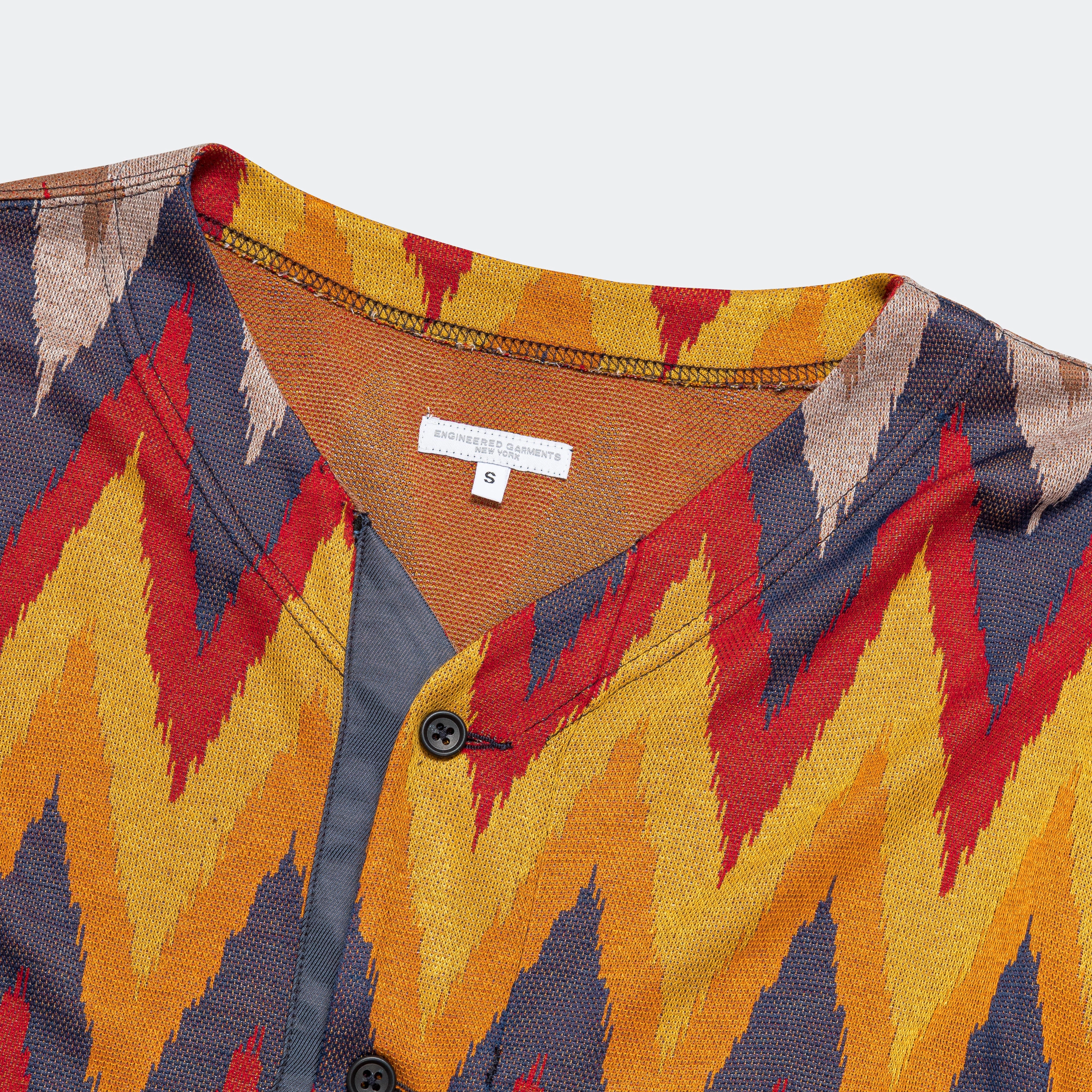 Knit Cardigan - Red/Navy Ikat Knit Durable Weave YarnDyed Stripes