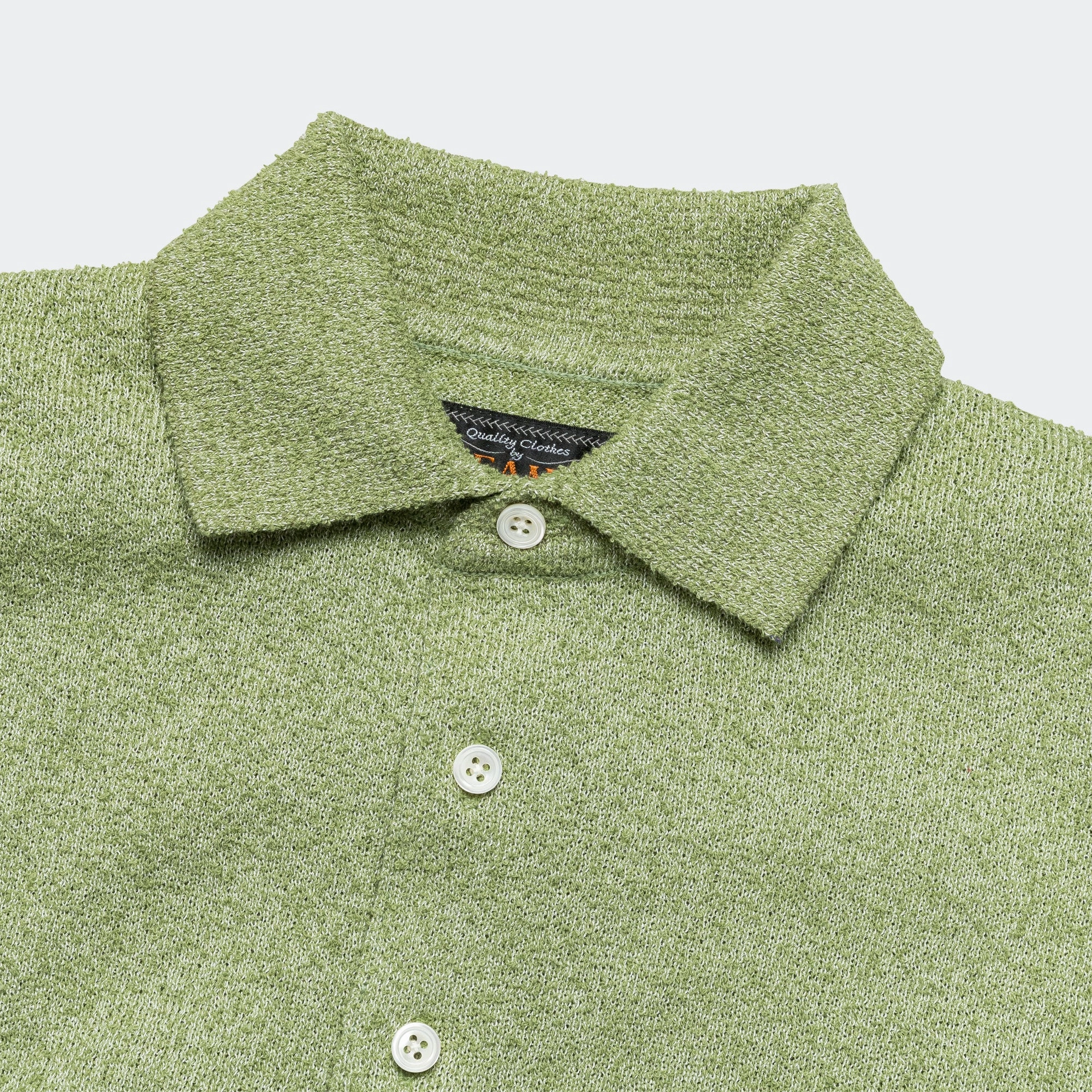 Street Style Knit Polo Boucle - Olive