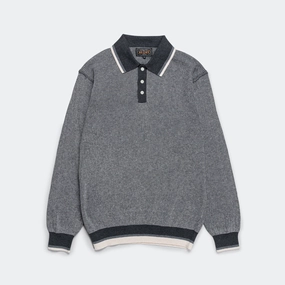 Relaxed Silhouette Slim Silhouette Knit Polo Collar Line - Charcoal Grey