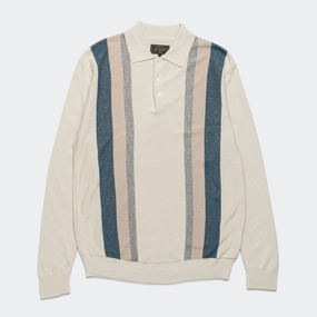 Beach Ready Knit Polo Stripe Argyle - Off White