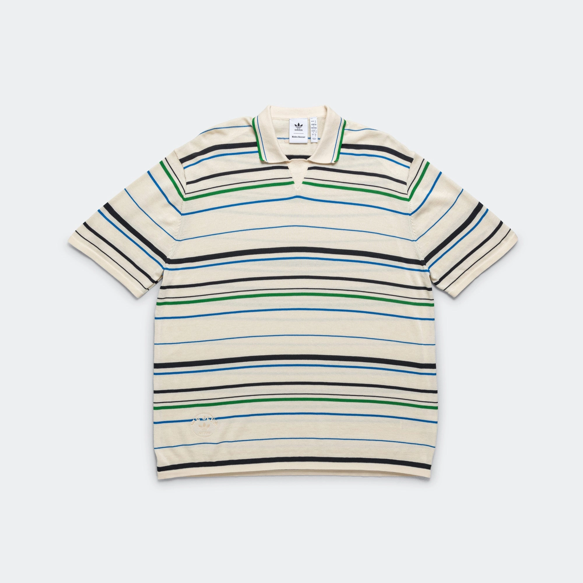 Knit Polo x Wales Bonner - Wonder White/Green-Bluebird Bold colors