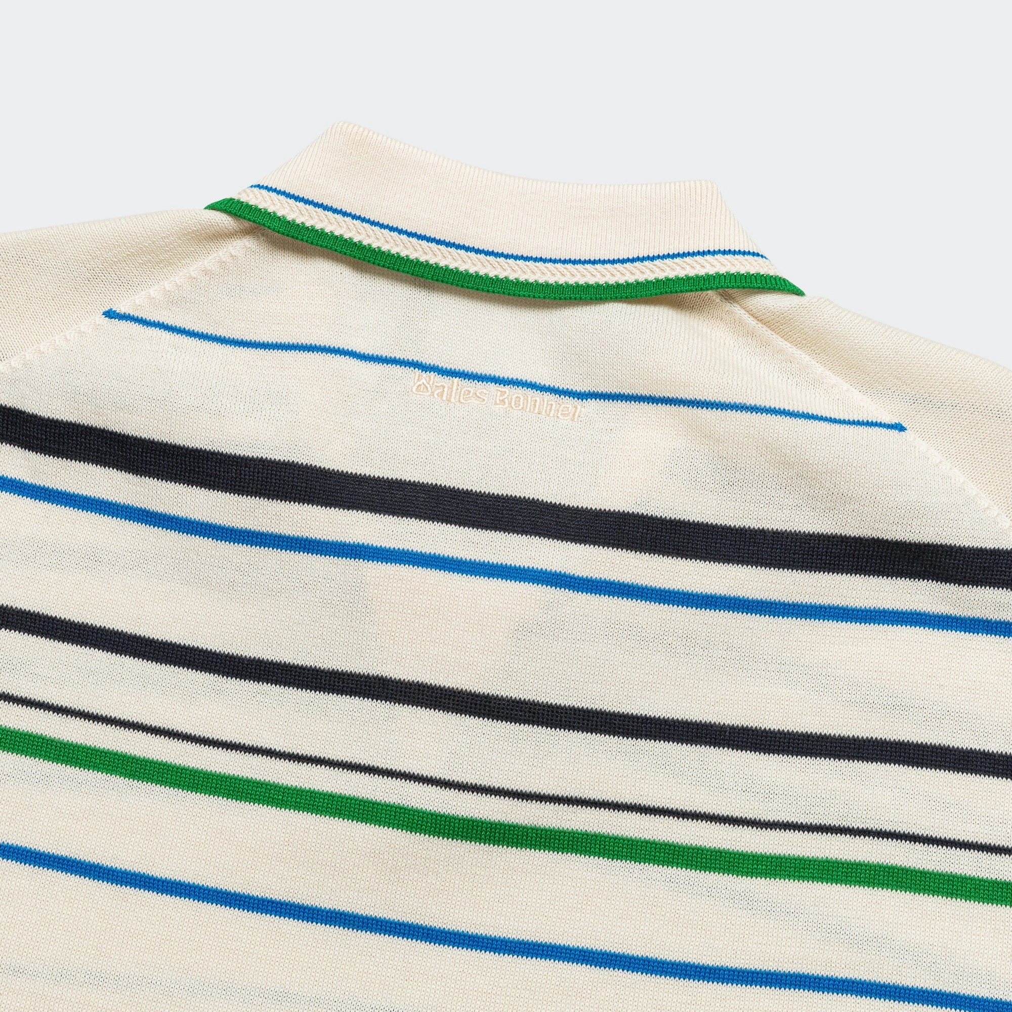 Knit Polo x Wales Bonner - Wonder White/Green-Bluebird Checkered Style Non Restrictive Fit