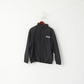 Kooga Men S Jacket Black Nylon Waterproof Rugby Full Zip Hidden Hood Top Urban Look