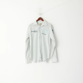 Smooth Seam Finish Hiking Gear La Martina Men XL (L) Casual Shirt Green Striped Cotton England polo Argentino Top