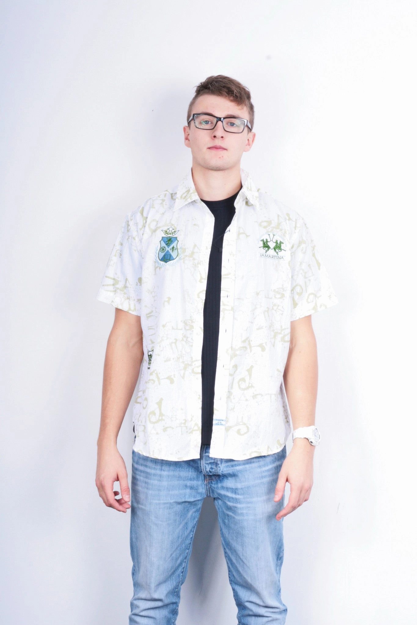 All-Purpose Wear La Martina Mens XL Casual Shirt White Buenos Aires Cotton Short Sleeve