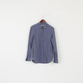 Lacoste Men 39 S/M Casual Shirt Blue Check Cotton Refular Fit Long Sleeve Top Non Irritating Tags Yoke Design