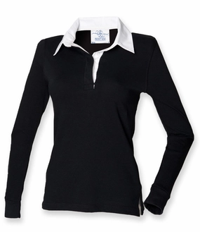 Ladies Lightweight Plain Rugby | BLACK/WHITE Stylish Wear