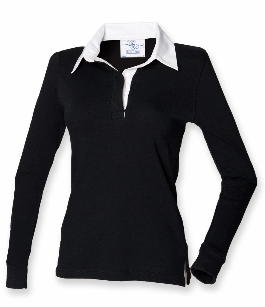 Ladies Lightweight Plain Rugby | BLACK/WHITE Stylish Wear