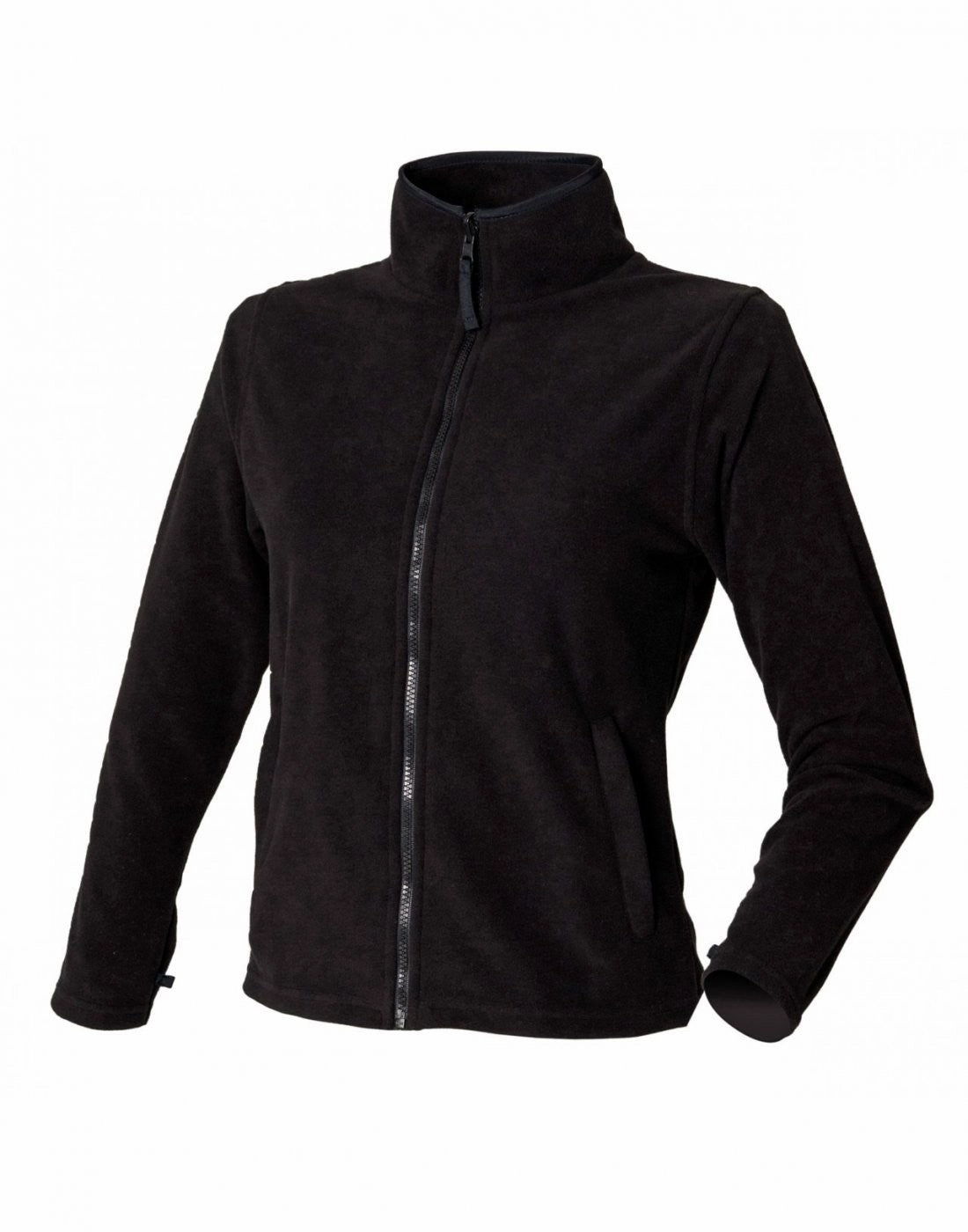 Layering Piece Warm Texture Ladies Microfleece Jacket | BLACK