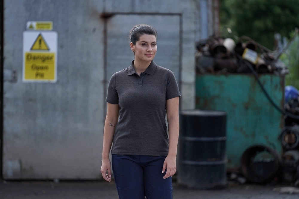 Flexible Ribbed Collar Ladies Pro Polo | BLACK