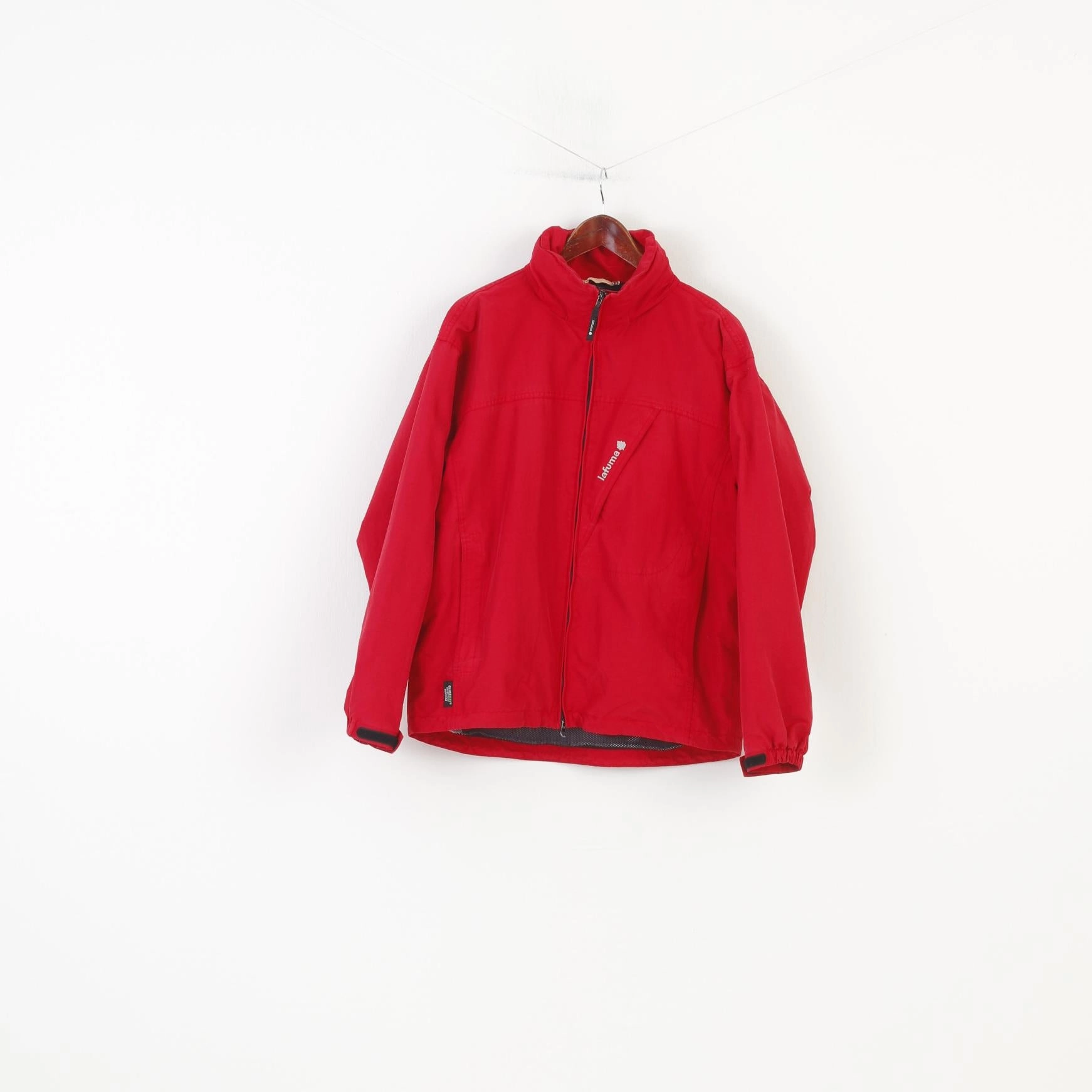 Light Reflective Cold Weather Lafuma Men M Jacket Red Full Zipper Hood Polyamid Vintage Top