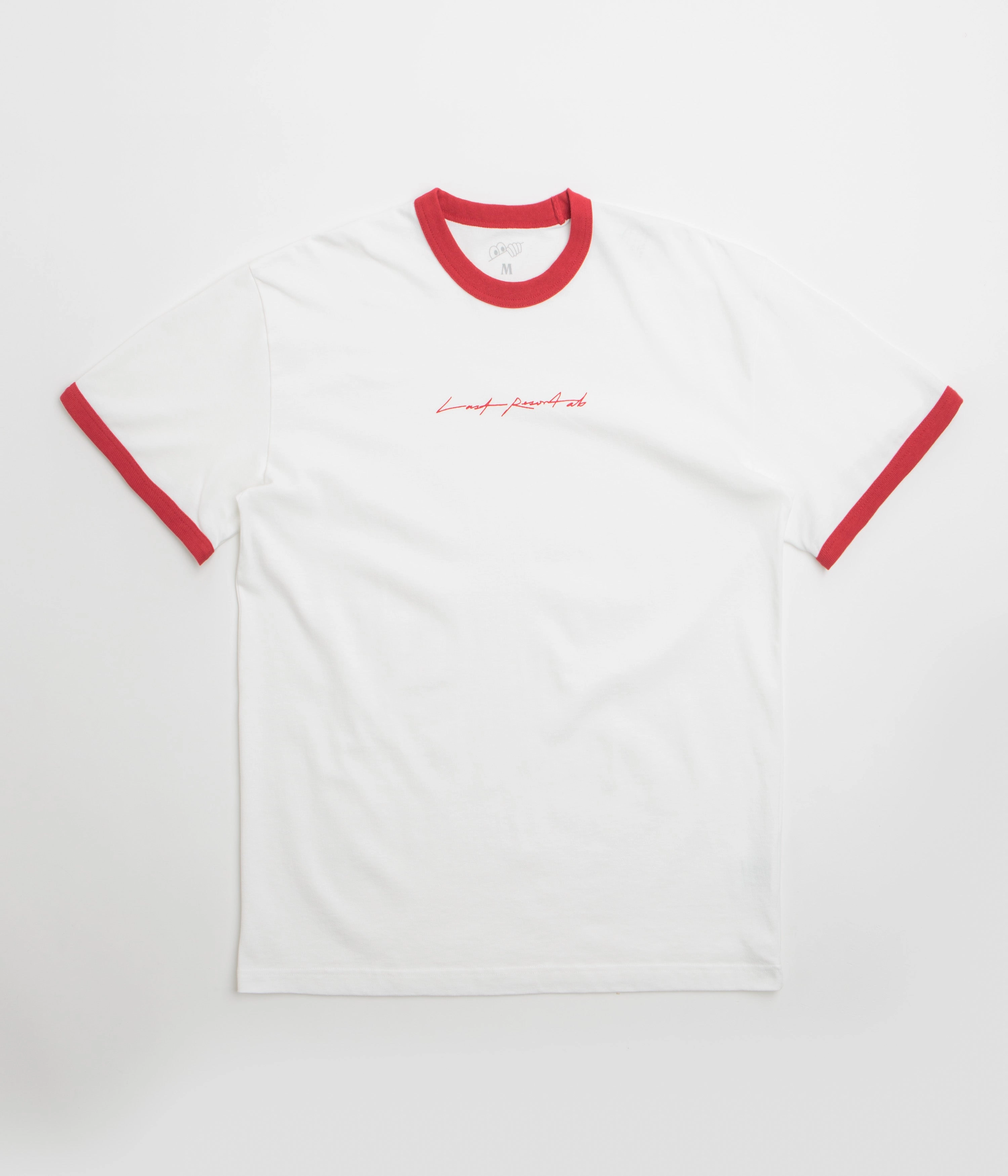 Last Resort AB Signature Ringer T-Shirt - White / Old Red Subtle Logo Placement