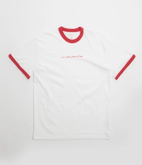Last Resort AB Signature Ringer T-Shirt - White / Old Red Subtle Logo Placement