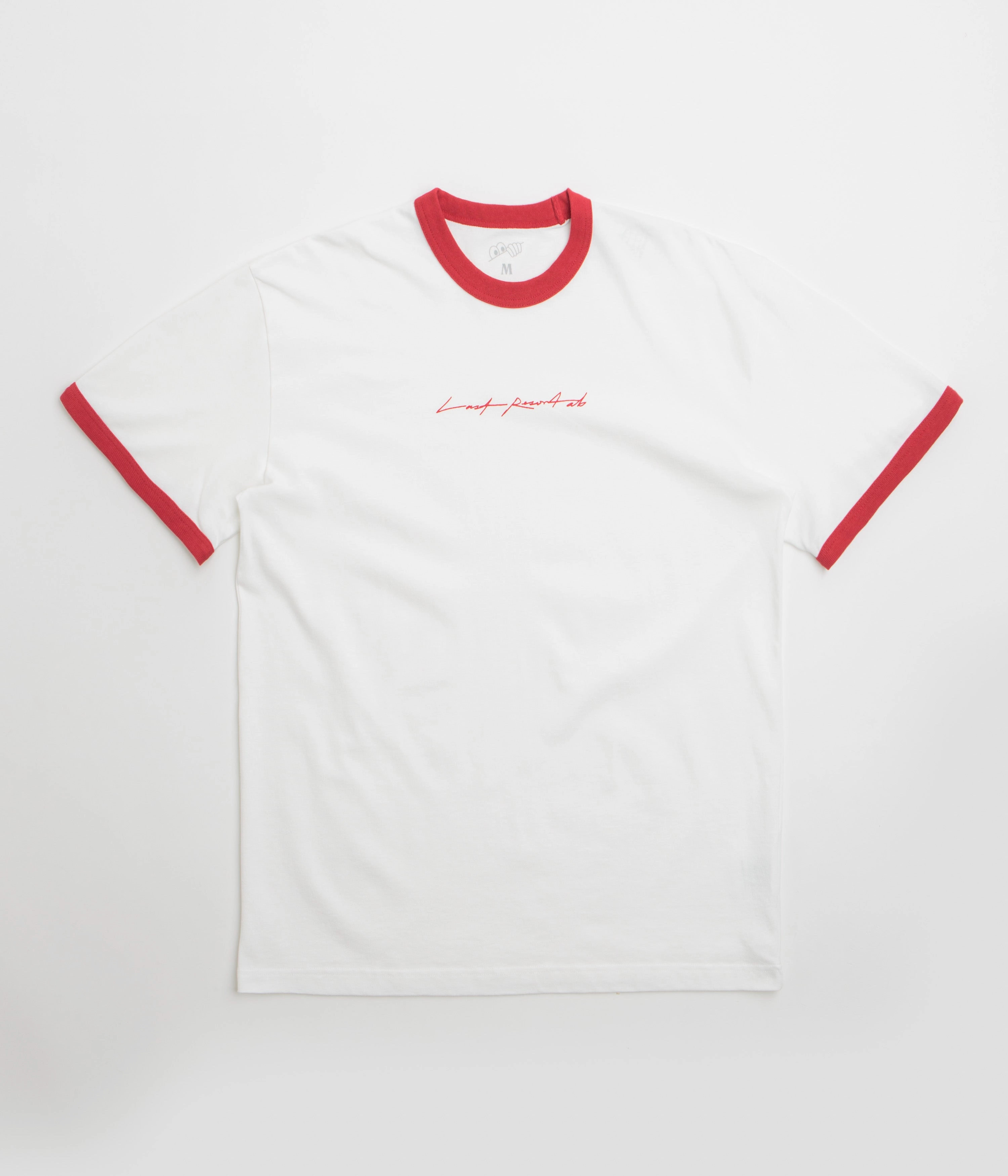 Last Resort AB Signature Ringer T-Shirt - White / Old Red Ribbed Collar Trim