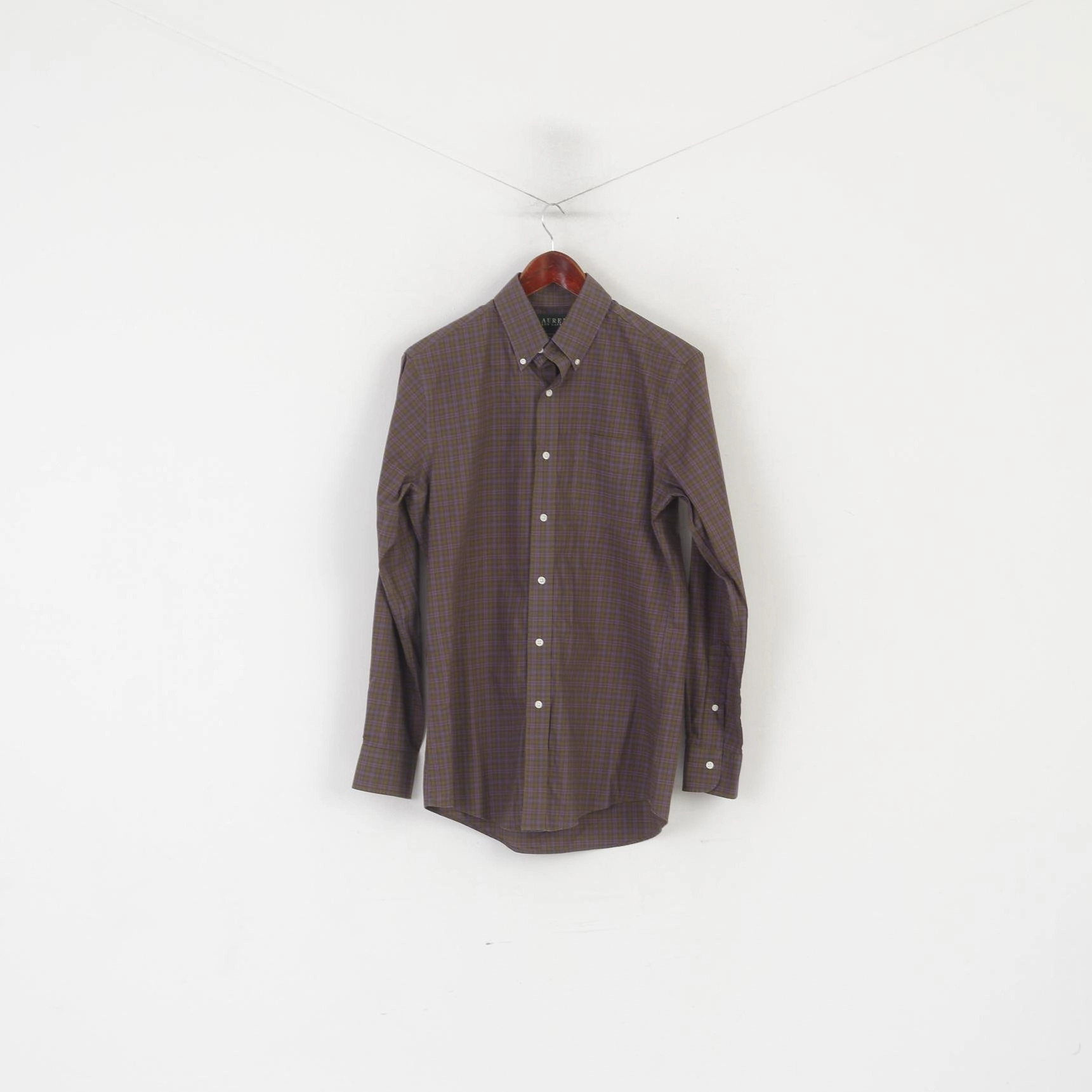 Unisex Choice Lauren Ralph Lauren Men M Casual Shirt Purple Green Check Fitted Non Iton Top