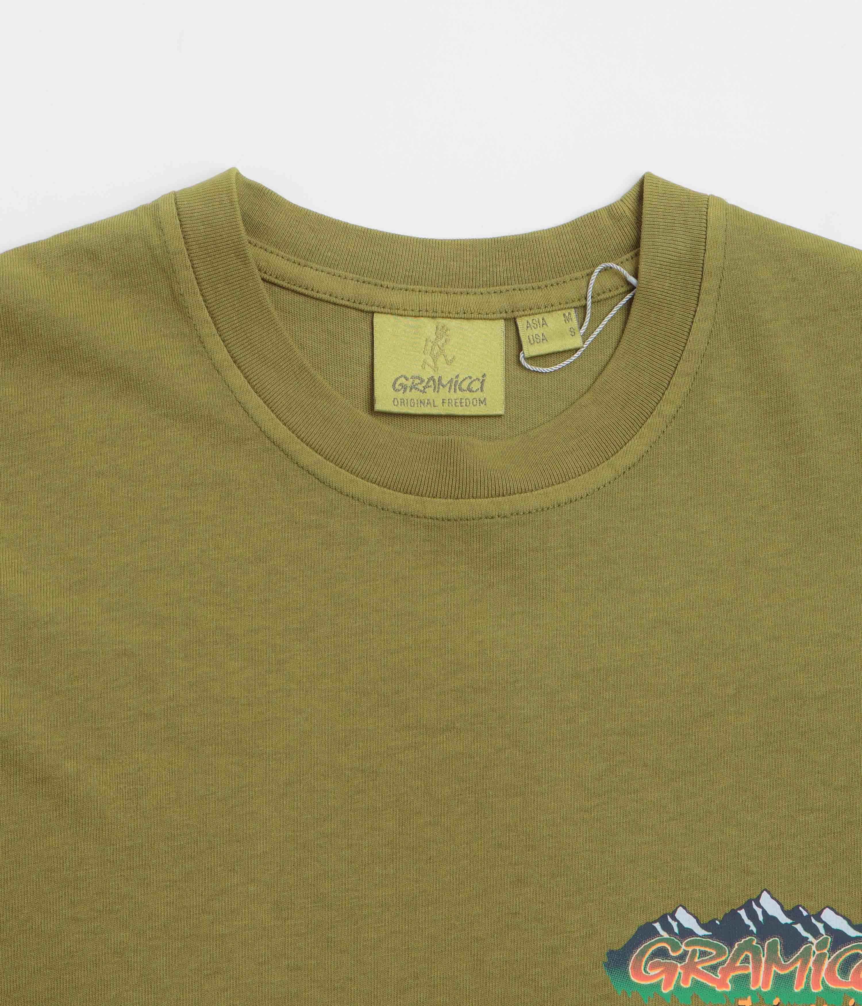 No Slip Shoulder Design Gramicci Mountaineering T-Shirt - Pistachio Pigment