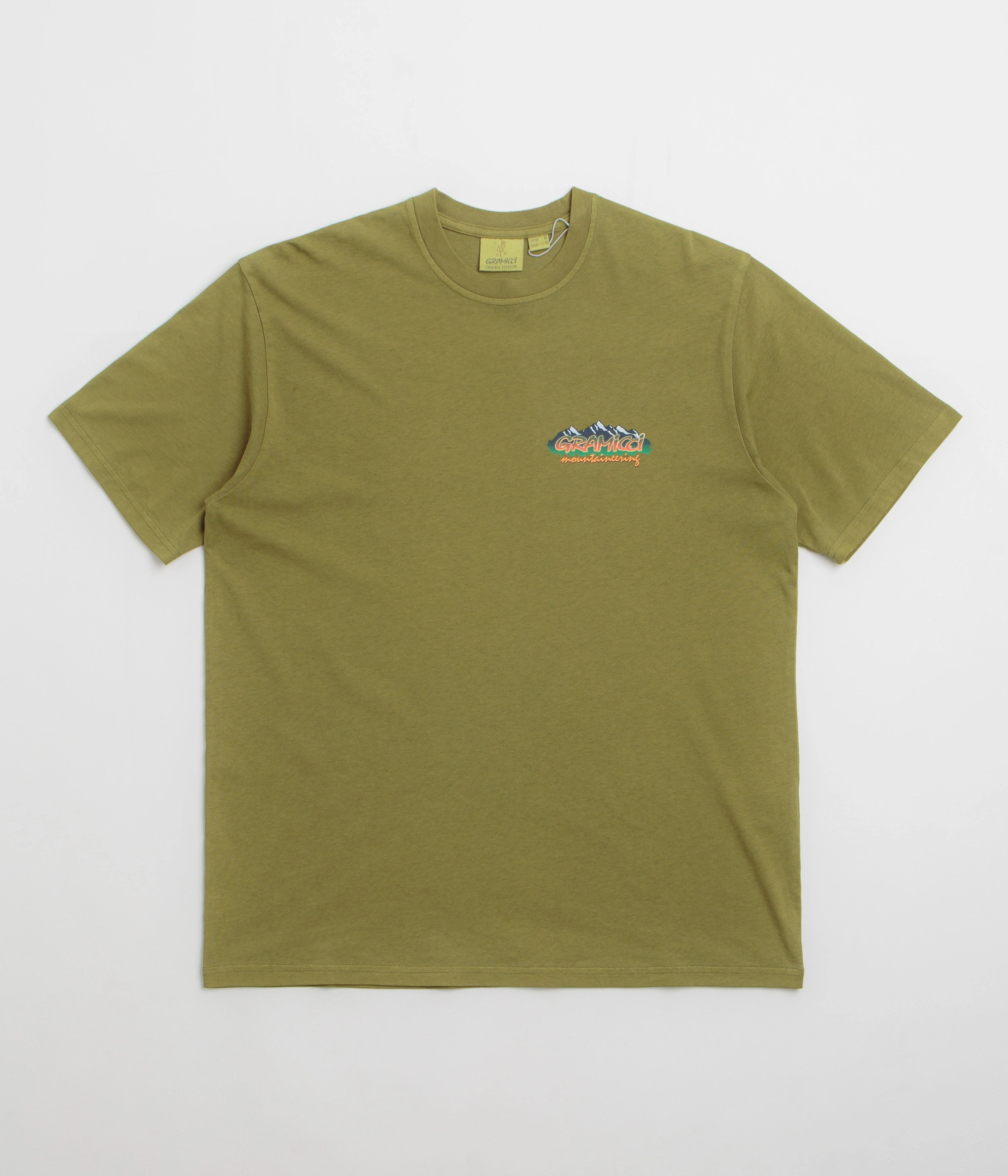 Gramicci Mountaineering T-Shirt - Pistachio Pigment Breathable Cotton Fabric Reinforced Shoulder Seams