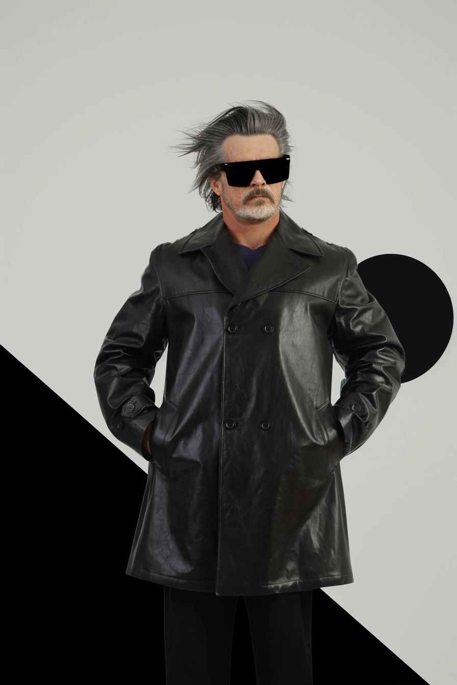 Corneliani Men 54 XL Cpoat Black Leather Double-Breasted Made in Italy Water shield