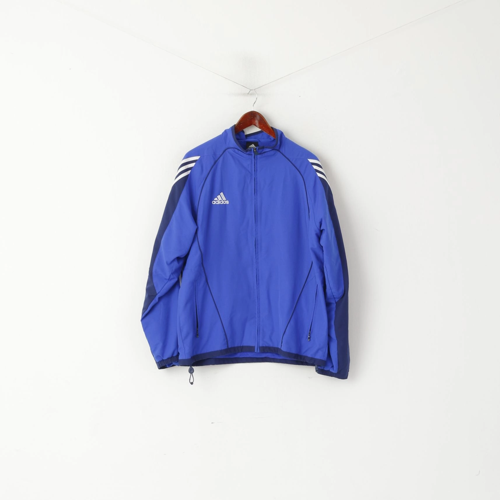 Adidas Men 186 L Jacket Blue Vintage SSV Wissenbach Lightweight Full Zipper Top AbrasionResistant Edging