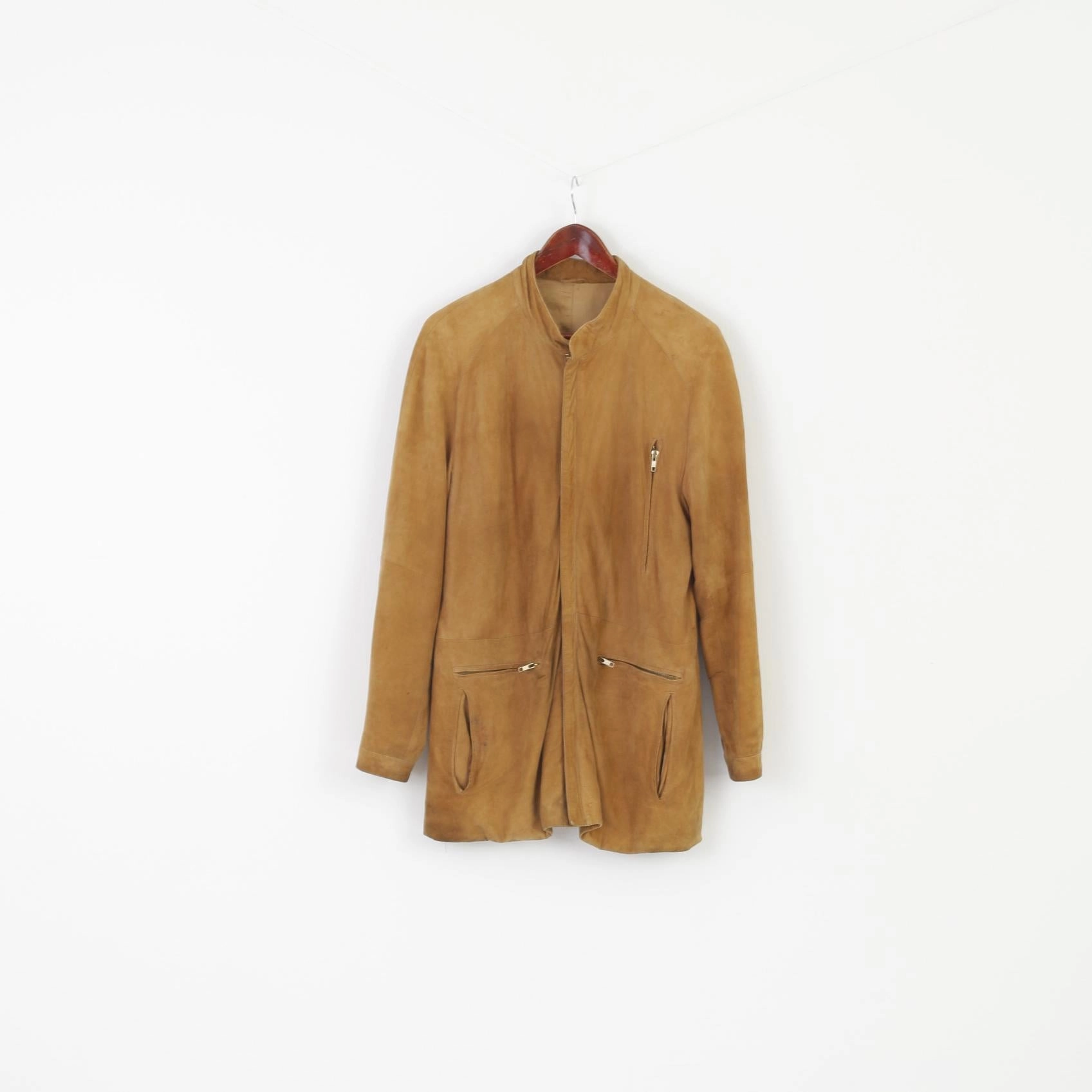 Draw Cold Day Massimo Datti Roma Men 50 S Jacket Camel Leather Vintage 90s Full Zipper Top