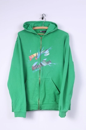 Billabong Mens M Sweatshirt Green Hooded Cotton Jumper Full Zipper product handmade uniqueness