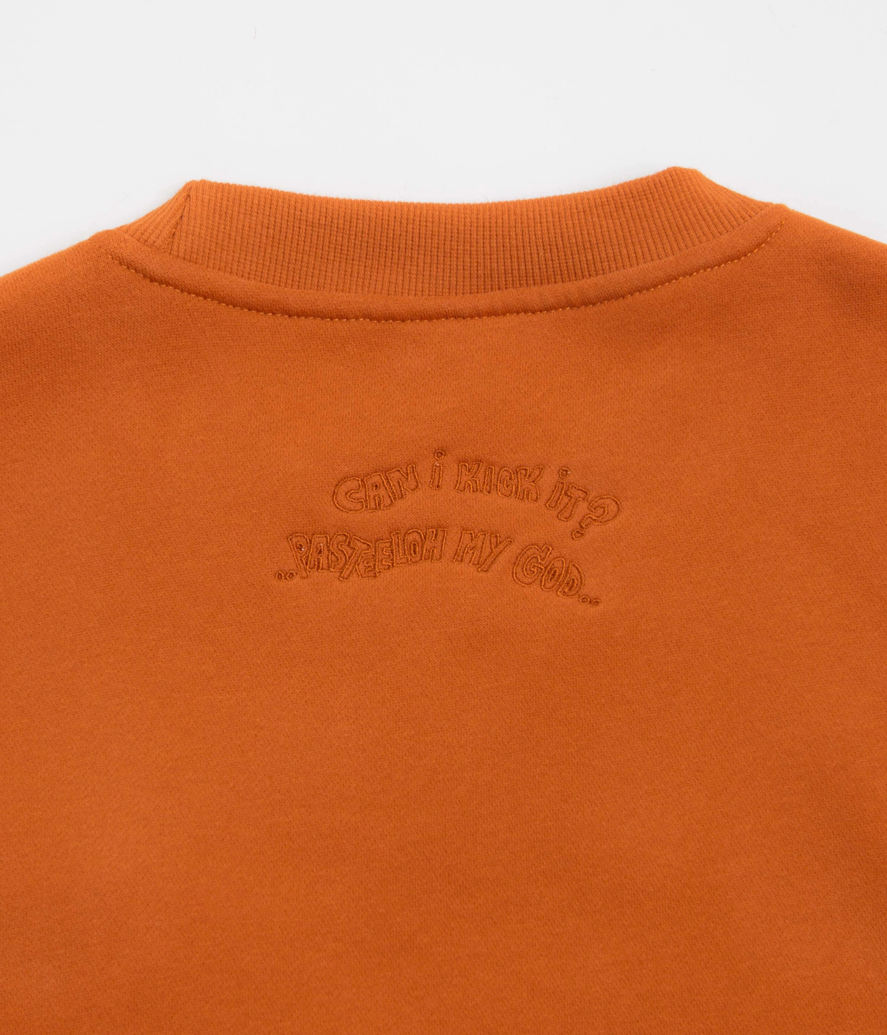 Easy Wear Pasteelo Can Embroidered Script Crewneck Sweatshirt - Rust