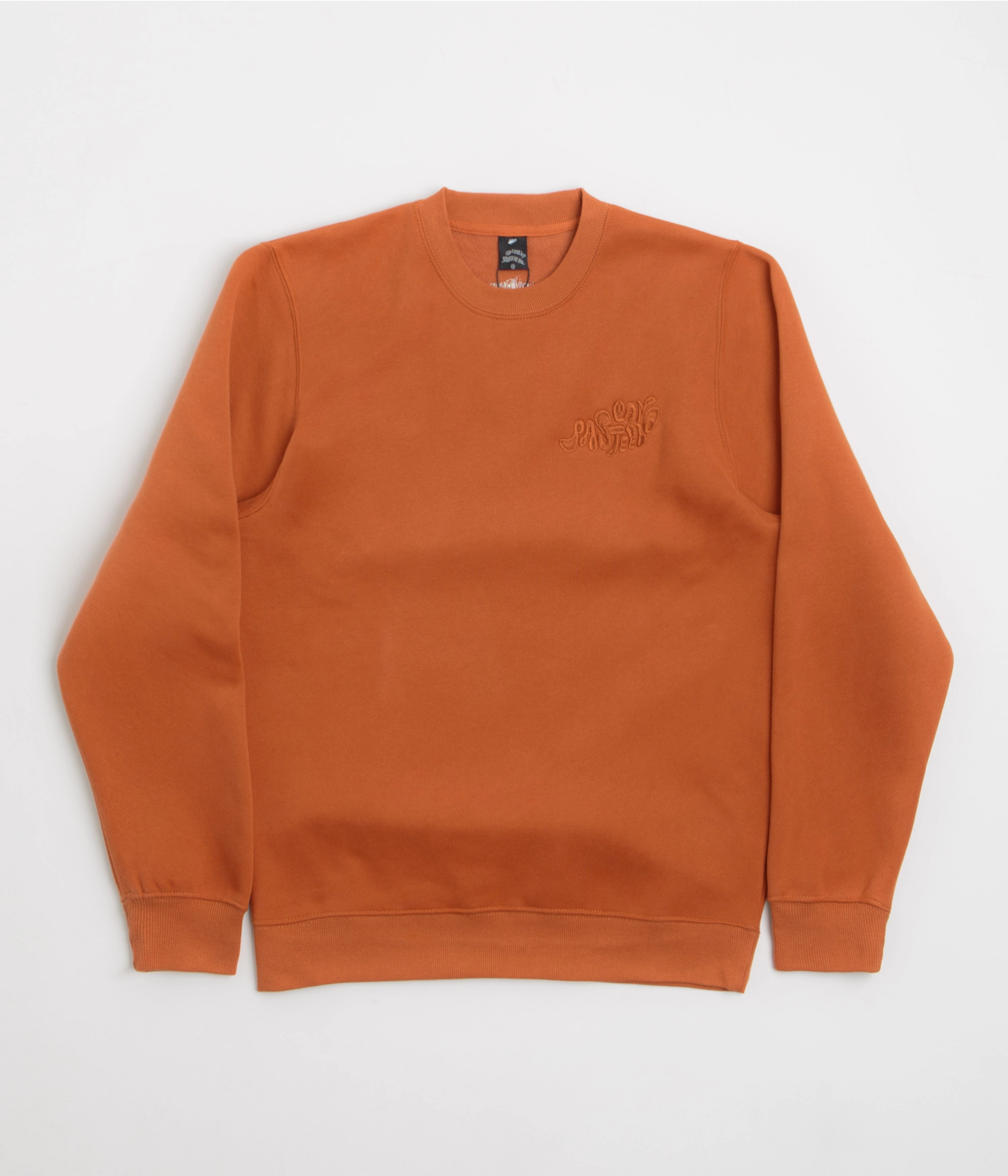 Pasteelo Can Embroidered Script Crewneck Sweatshirt - Rust group wear product gift worthy appeal
