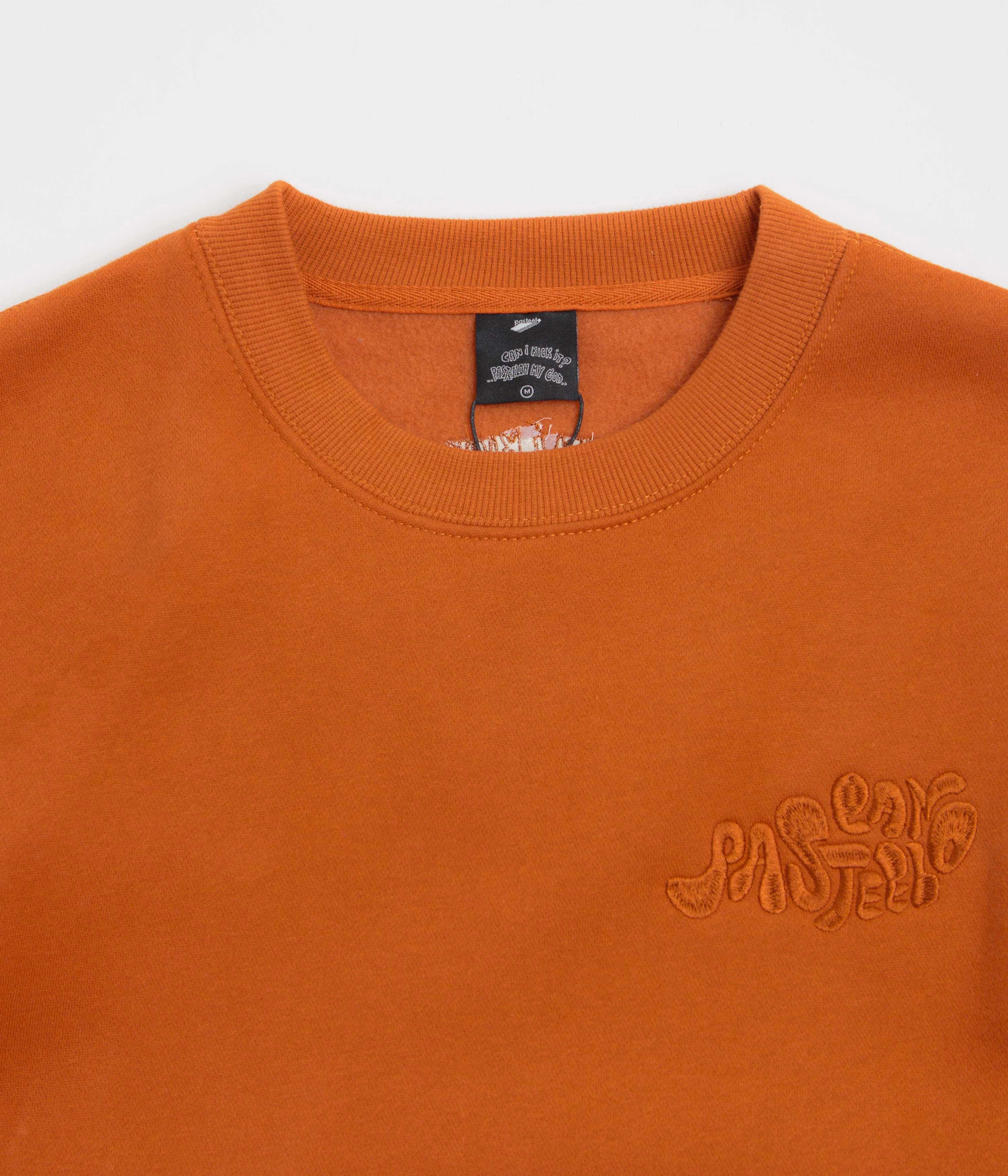 Pasteelo Can Embroidered Script Crewneck Sweatshirt - Rust group wear Soft Touch Fabric