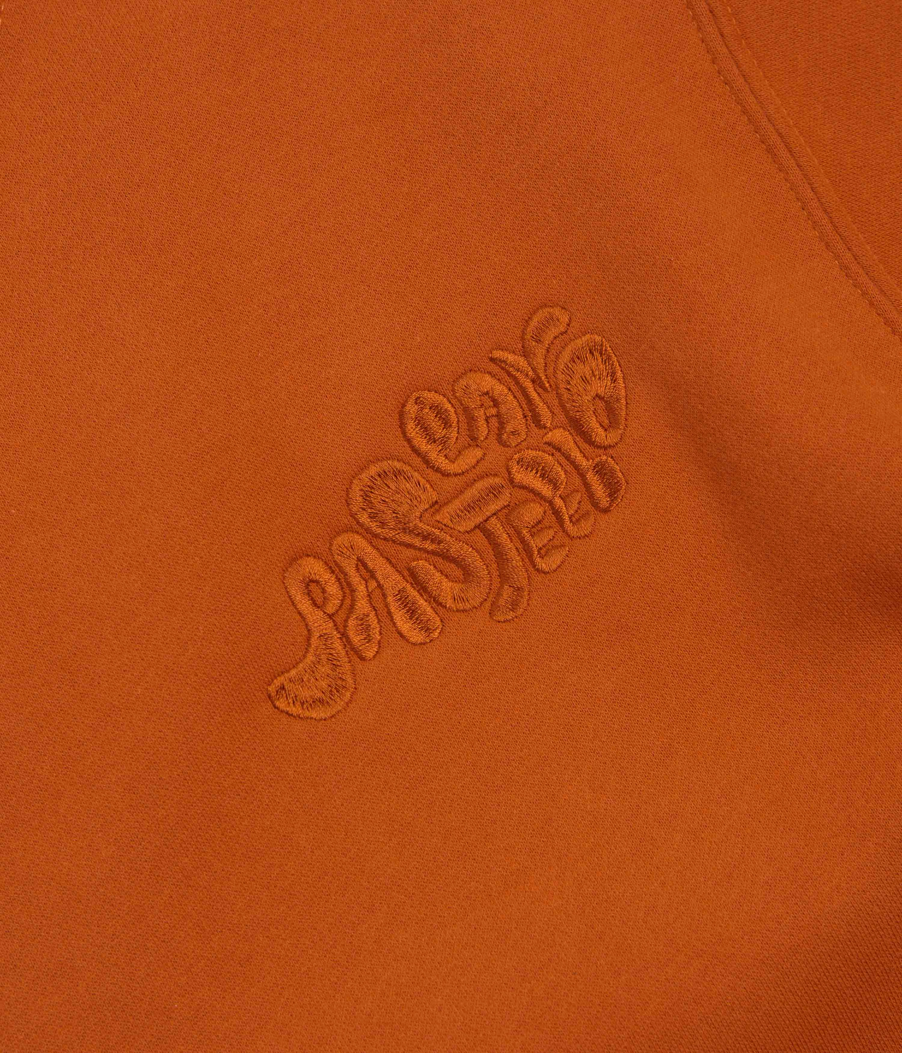 Pasteelo Can Embroidered Script Crewneck Sweatshirt - Rust product fluffy softness product terry cloth absorbency