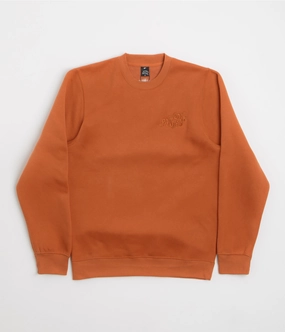 Pasteelo Can Embroidered Script Crewneck Sweatshirt - Rust group wear product gift worthy appeal