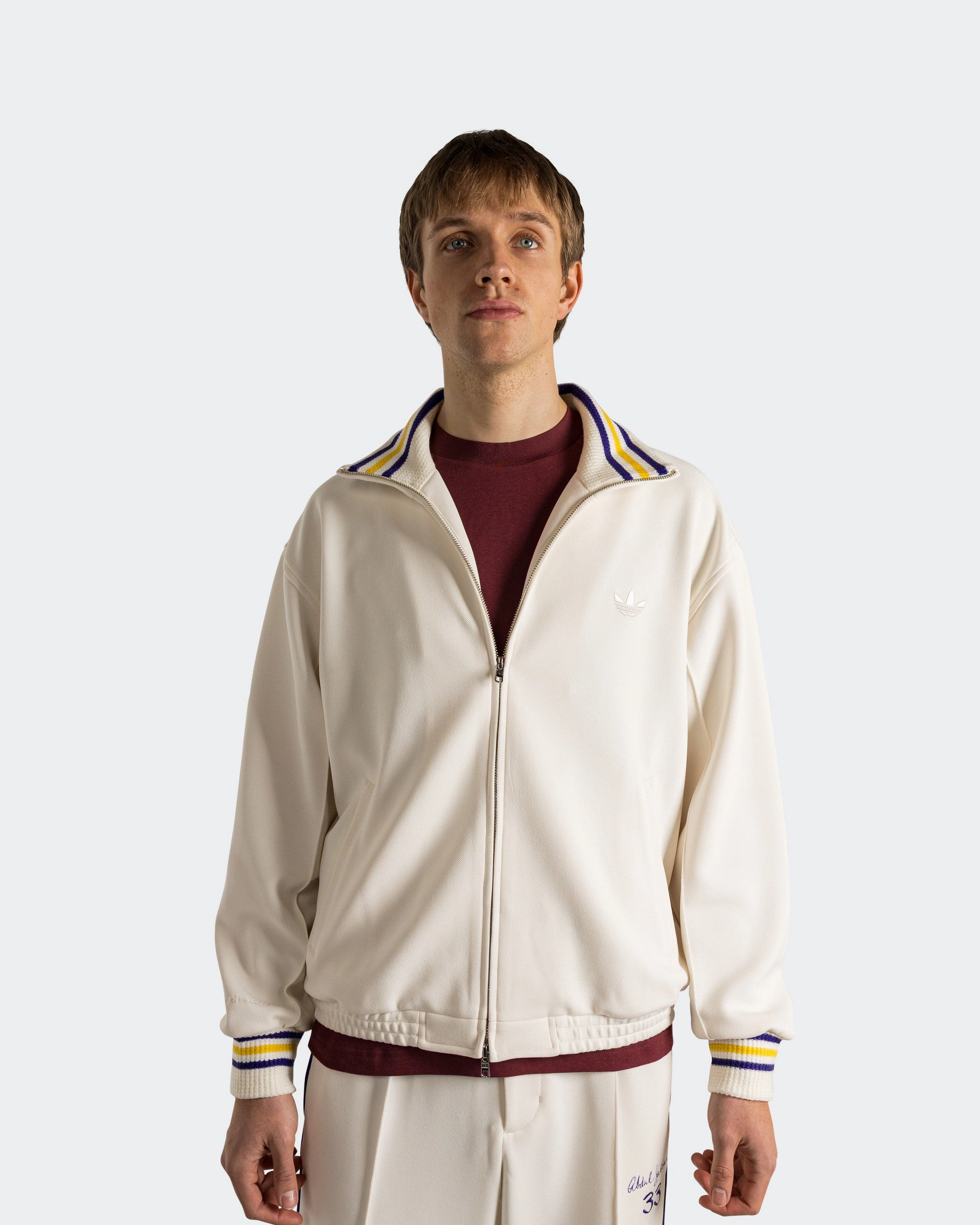 Jabbar Track Top x Wales Bonner - Chalk White Long Length Lightweight Feel