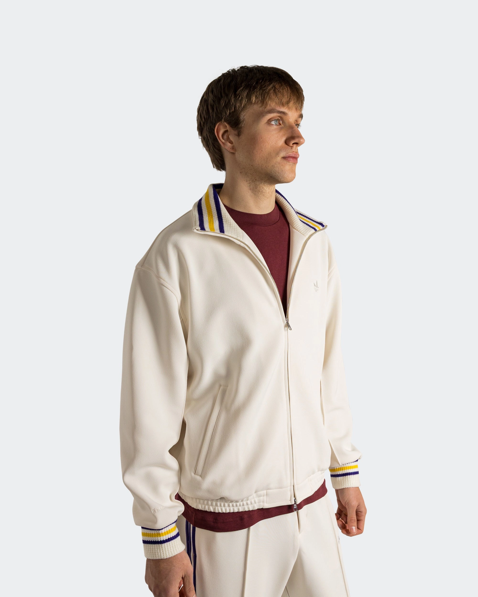 Jabbar Track Top x Wales Bonner - Chalk White Stretch Paneling