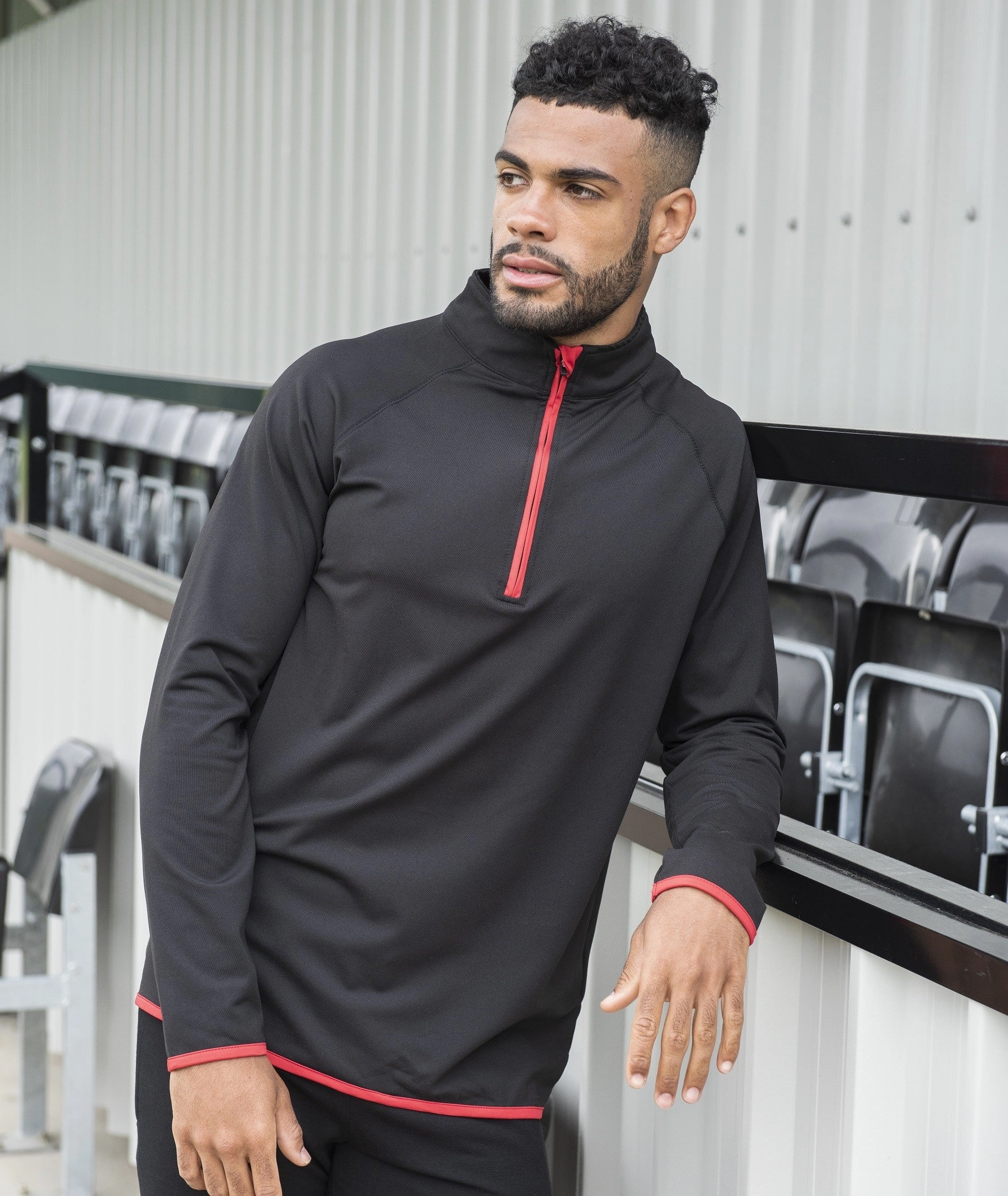 loop accents Cool 1/2 Zip Sweatshirt | CHARCOAL/JET BLACK