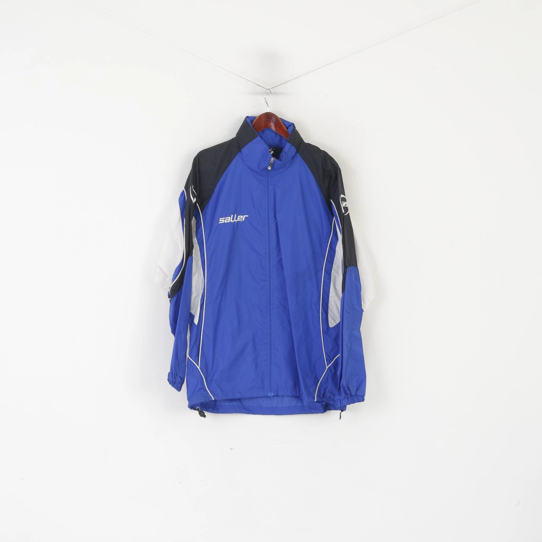 Saller Men L Jacket Blue Nylon Waterproof Hidded HoodSV Wacker Rottleberode Top Everyday Jacket Storm Protection