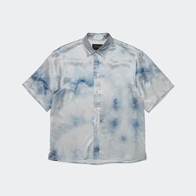 Cloud Silk Shirt - Ivory/Blue Tagless Labeling Smooth Cotton Blend
