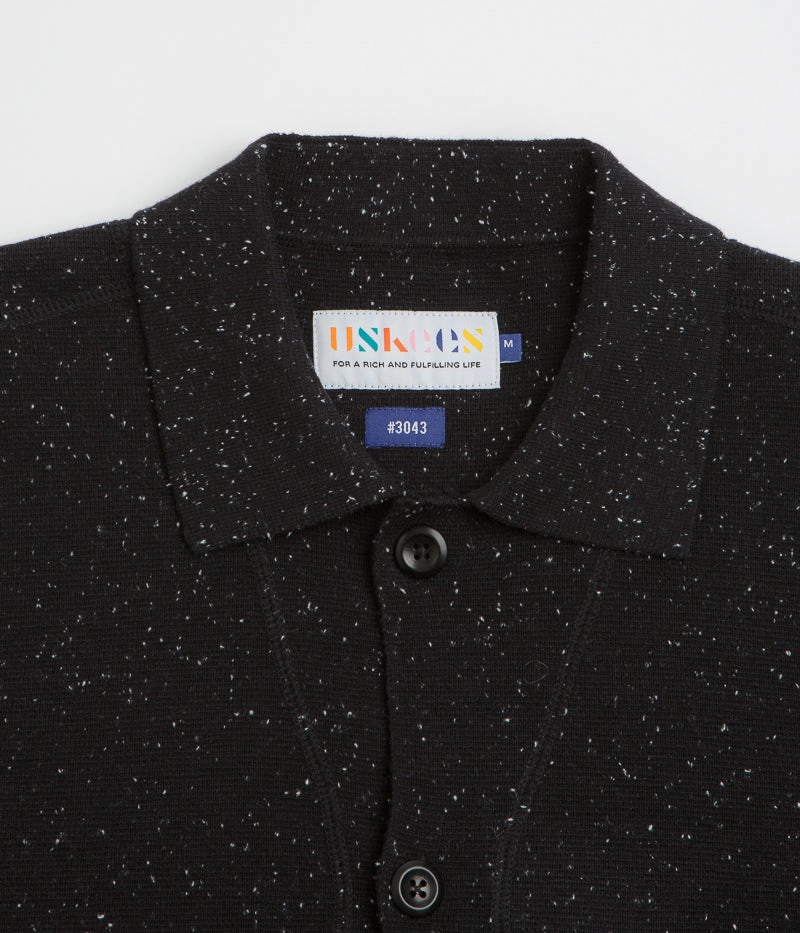 Uskees 3043 Collared Cardigan - Black Sustainable