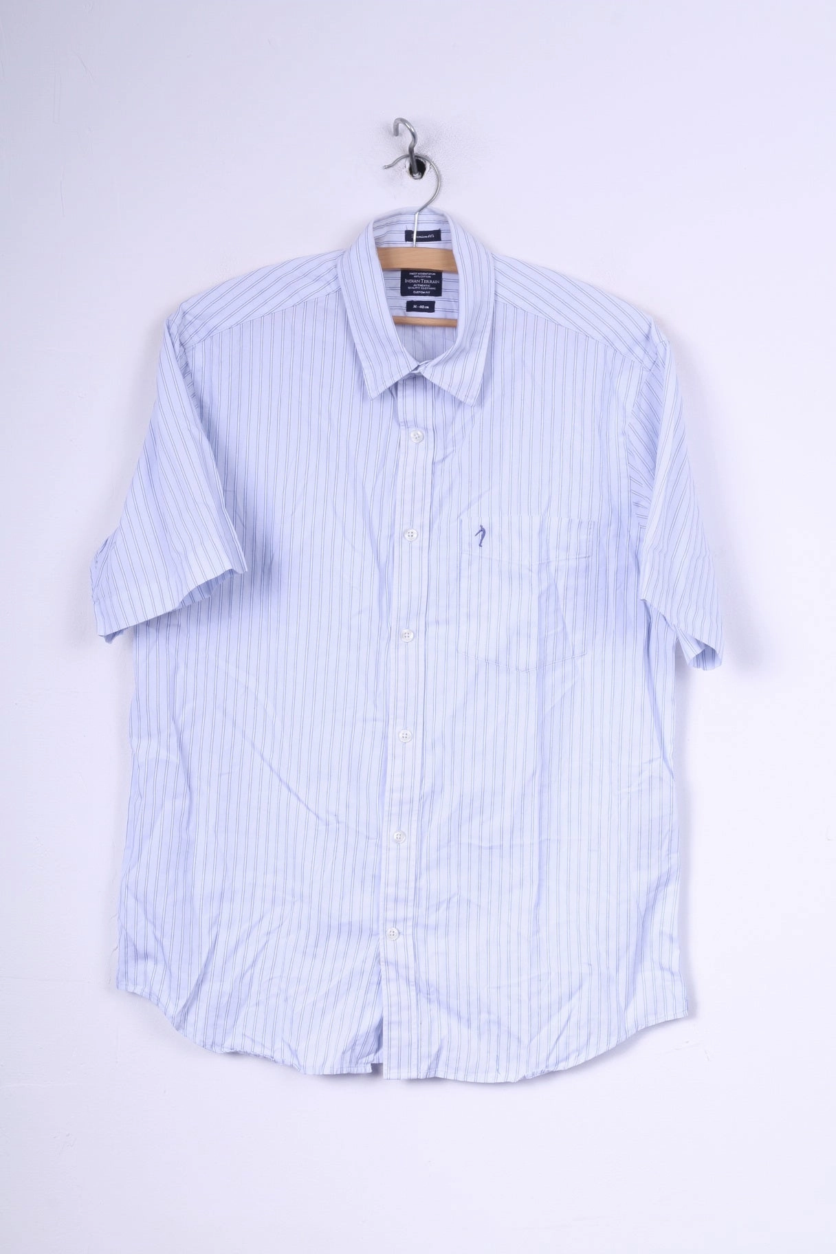 Indian Terrain Mens M (S) Casual Shirt Short Sleeve Striped Premium 60's Custom Fit Contemporary Design Mountain Retreat