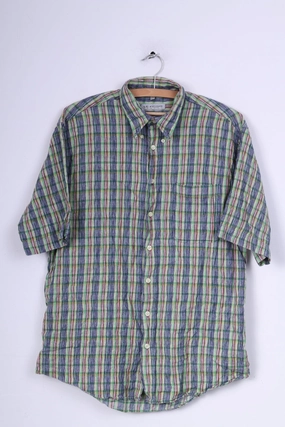 Le Frog Mens M 38/40 Casual Shirt Multicolor Check Vintage All Purpose Weave Design Tagless Design