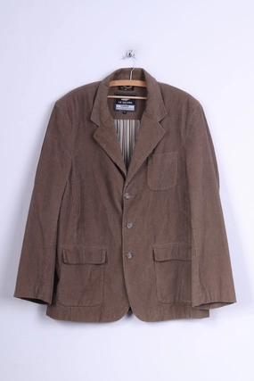 Flexible Design Wind Blocking Le Shark Mens XL Jacket Brown Corduroy Cotton Shoulder Pads Single Breasted