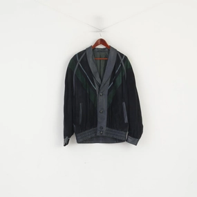 Leder Mode Breitkreuz Men L Jacket Navy Vintage Leather Shoulder Pads Retro Top Urban Ready