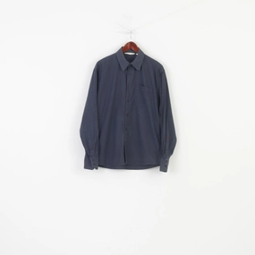 Waffle Weave Lee Cooper Men L Casual Shirt Navy Long Sleeve Striped Colar Cotton Top