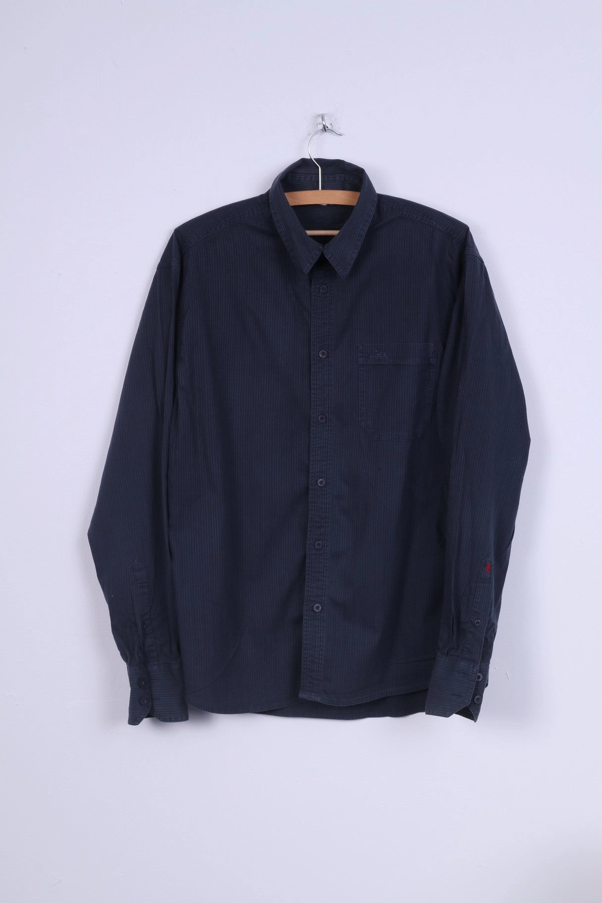 Resort Wear Lee Cooper Mens L Casual Shirt Dark Green Cotton Long Sleeve Striped