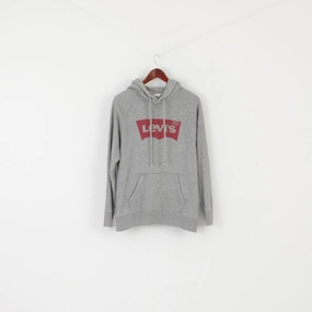 Levi's Men M Sweatshirt Gray Cotton Graphic Logo Hooded Vintage Hoodie Weekend Wear Product improvement