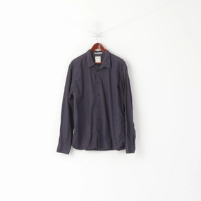 No Chafe Edging Levi's Men XXL Casual Shirt Navy Cotton Standard Fit Long Sleeve Plain Top