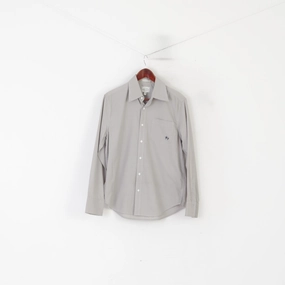 Levi's Signature Men S Casual Shirt Gray Cotton Custom Fit Long Sleeve Pocket Top Loose style