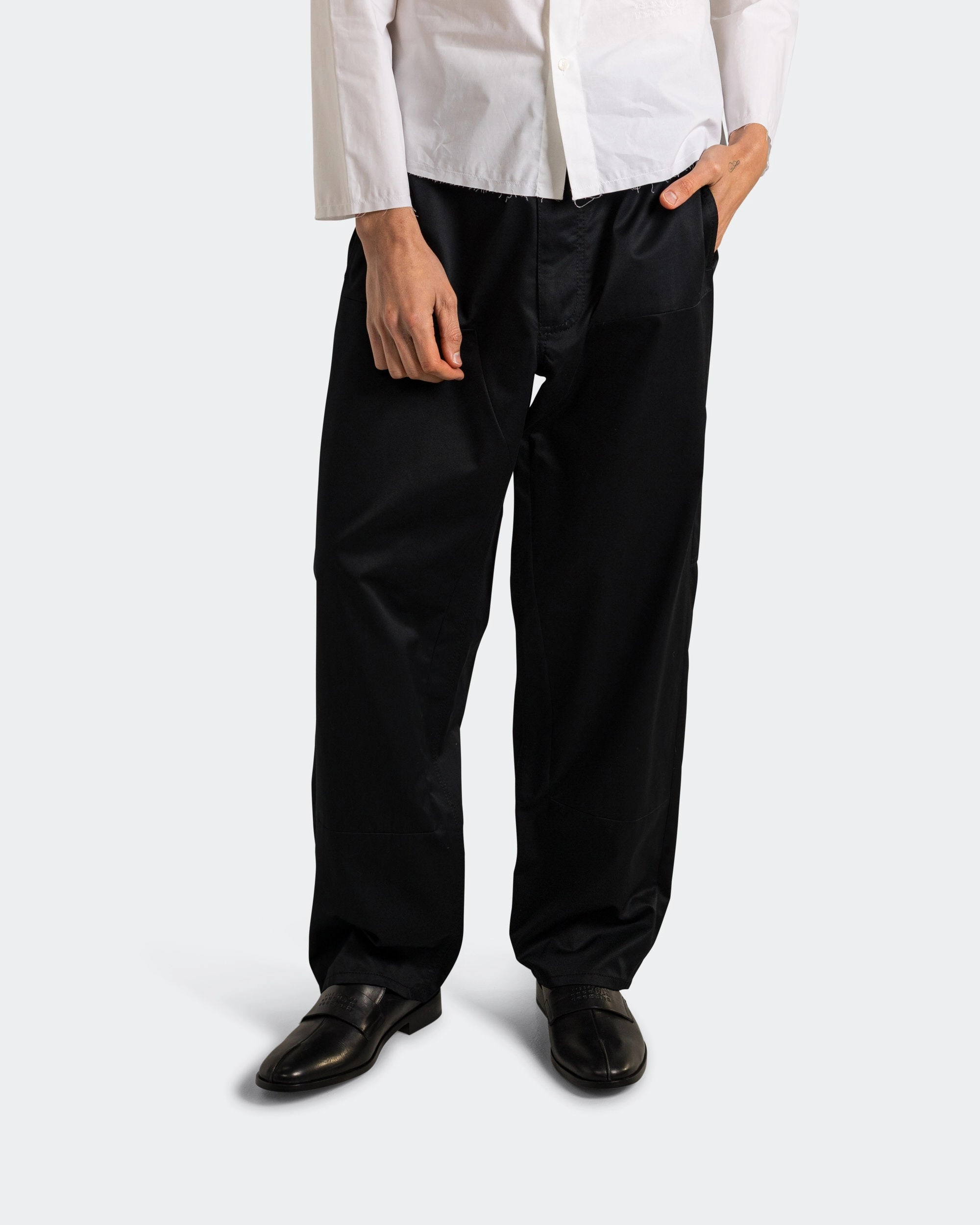 Timeless Utility Light Cotton Twill Trousers - Black
