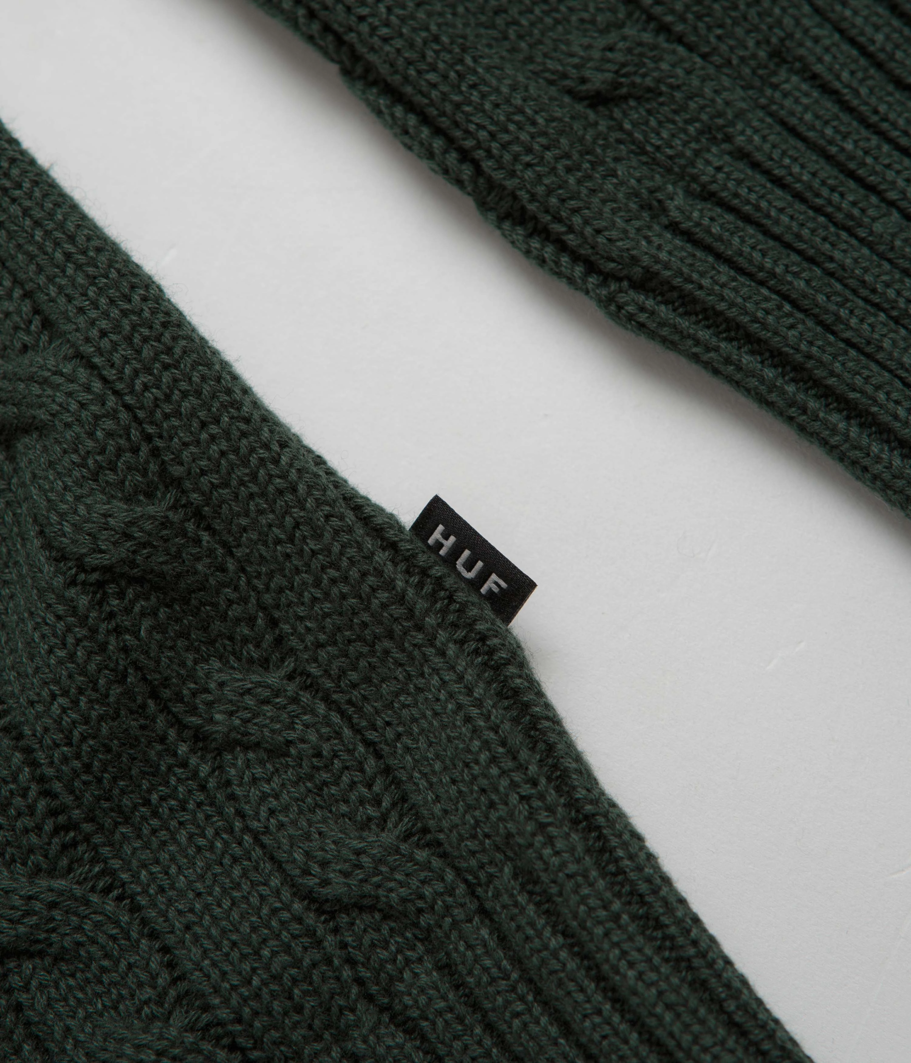 Casual Layering aesthetic features HUF TT Jacquard Cardigan - Hunter Green