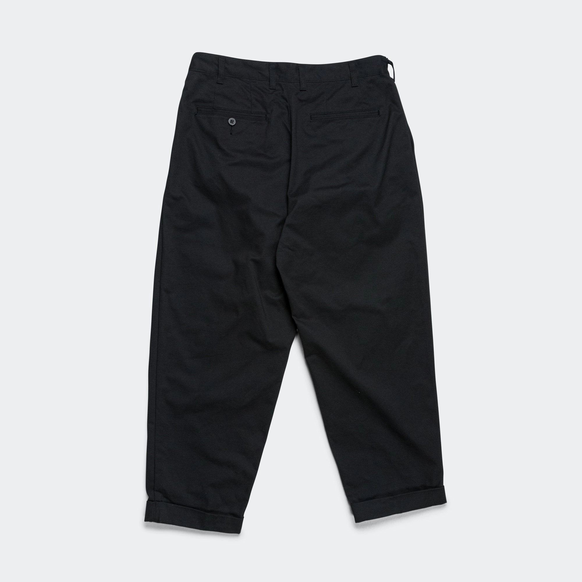 High Waist 2 Pleats Trousers Twill - Black