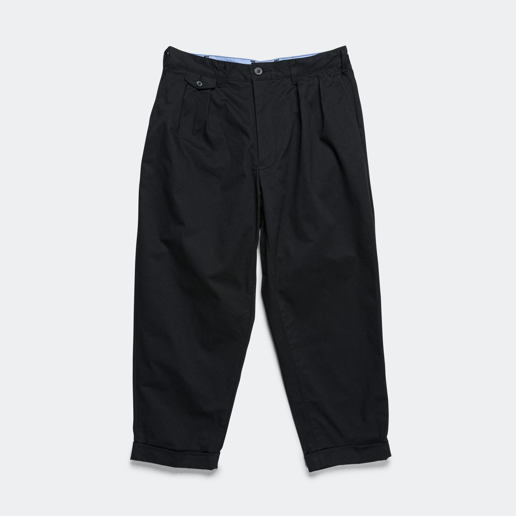 2 Pleats Trousers Twill - Black FlameRetardantTreatment Statement Piece