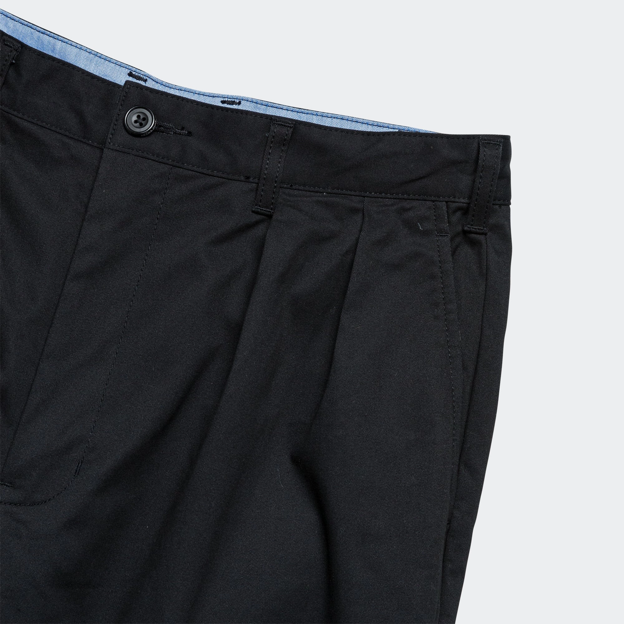 Casual Wearable Skinny Fit 2 Pleats Trousers Twill - Black